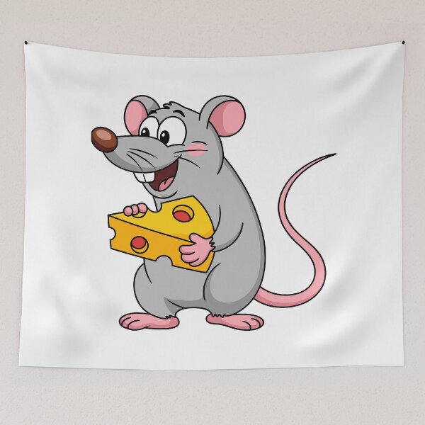 Item preview, Happy Cartoon Mouse Holding a Piece of Cheese designed and sold by KrisGraphic45.