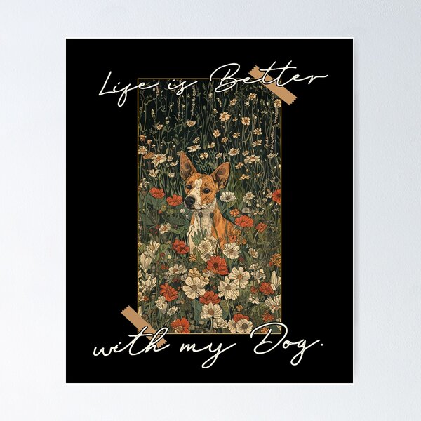 Item preview, Funny Basenji Life is Better Floral Cottagecore Mom Dad Kids designed and sold by rafaeltto.