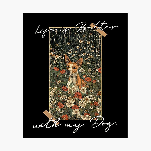 Item preview, Funny Basenji Life is Better Floral Cottagecore Mom Dad Kids designed and sold by rafaeltto.