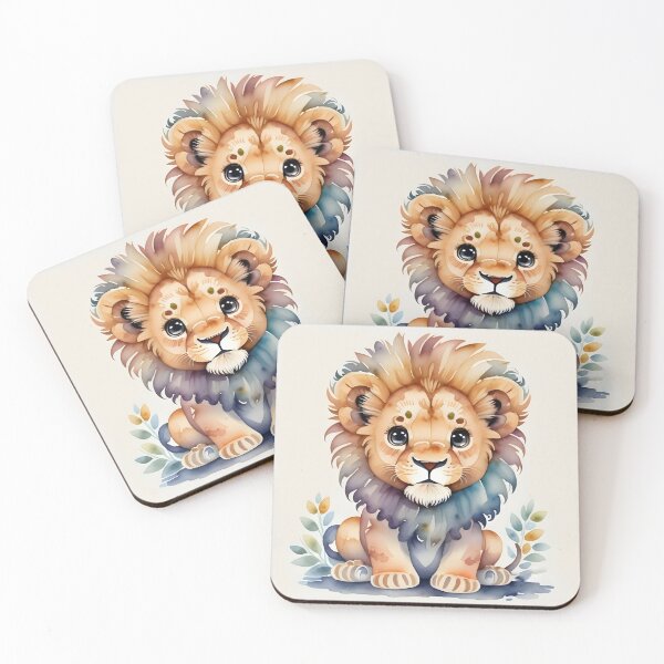 Item preview, Cute Watercolor Lion Cub | Whimsical Baby Animals Nursery Decor | Pastel Safari Jungle Illustration designed and sold by SergioMiklos.