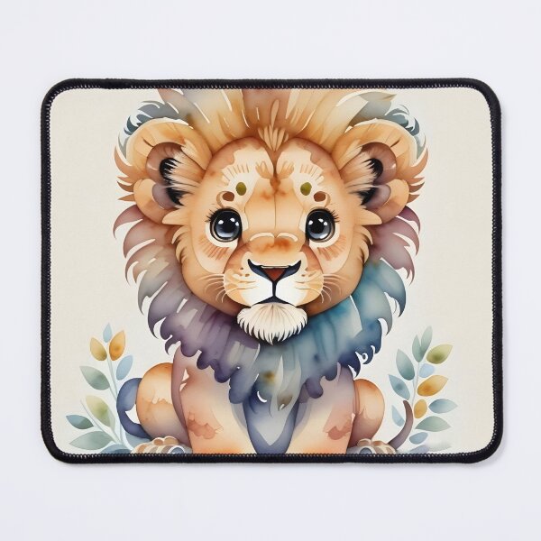 Item preview, Cute Watercolor Lion Cub | Whimsical Baby Animals Nursery Decor | Pastel Safari Jungle Illustration designed and sold by SergioMiklos.