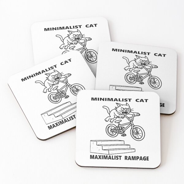 Item preview, Minimalist Cat Maximalist Rampage Funny BMX Cat T-Shirt designed and sold by The Bold Line Studio.