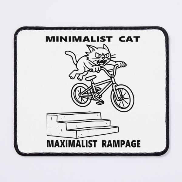 Item preview, Minimalist Cat Maximalist Rampage Funny BMX Cat T-Shirt designed and sold by The Bold Line Studio.