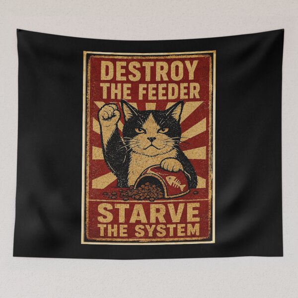 Item preview, Rebellious Tuxedo Cat Retro Poster With Anti System designed and sold by Modaozushi216.