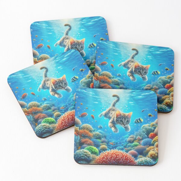 Item preview, Underwater Cat – Dreamy Coral Reef Design designed and sold by Dogandesighn.