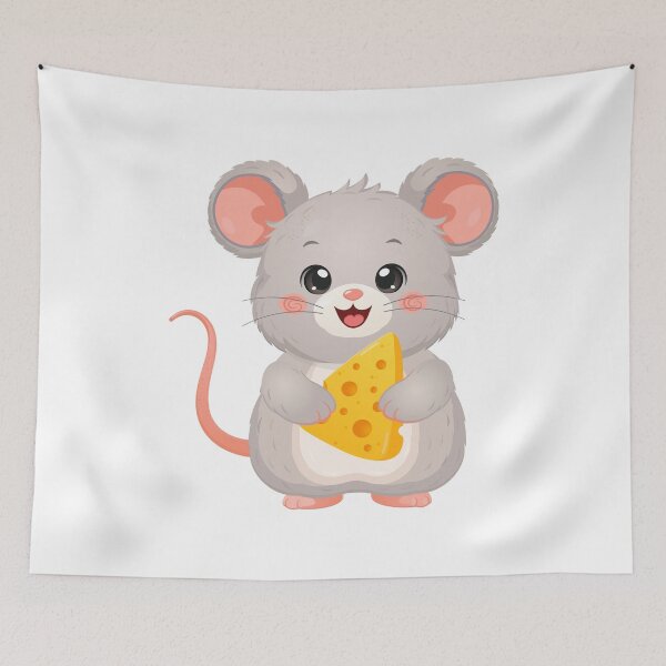 Item preview, Cute Kawaii Mouse Holding a Piece of Cheese designed and sold by KrisGraphic45.