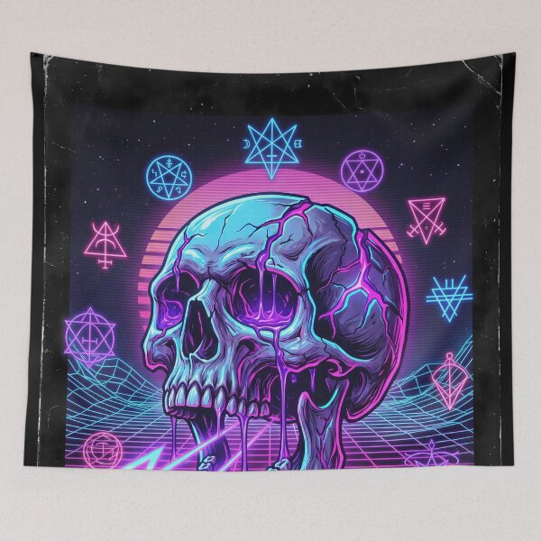 Item preview, Neon Skull Electric Occult Retro Synthwave designed and sold by Lukars77.