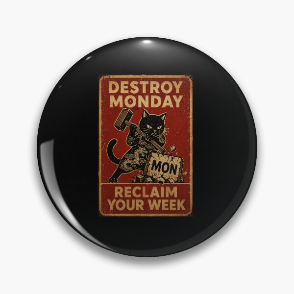 Item preview, Retro Black Cat Anti Monday Poster With Burnout designed and sold by Modaozushi216.