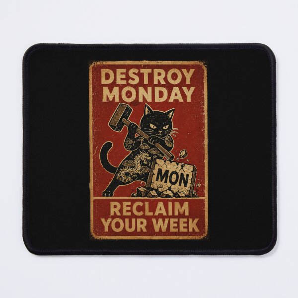 Item preview, Retro Black Cat Anti Monday Poster With Burnout designed and sold by Modaozushi216.