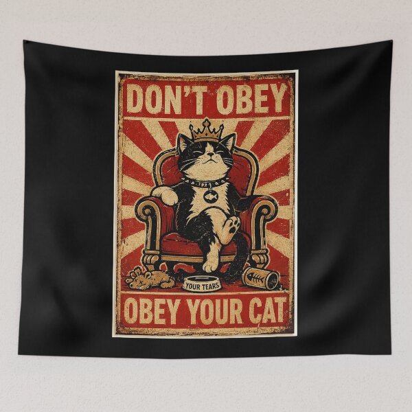 Item preview, Don't Obey Obey Your Cat Funny Vintage Cat Owner Humor designed and sold by Modaozushi216.