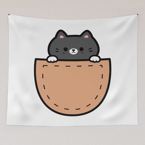 Item preview, Adorable Kawaii Black Cat Peeking From Pocket designed and sold by KrisGraphic45.