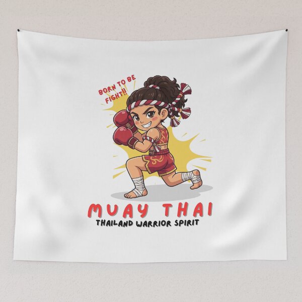Item preview, Born to Be Fight! Cute Muay Thai Girl Fighter Cartoon Graphic designed and sold by Beeform.