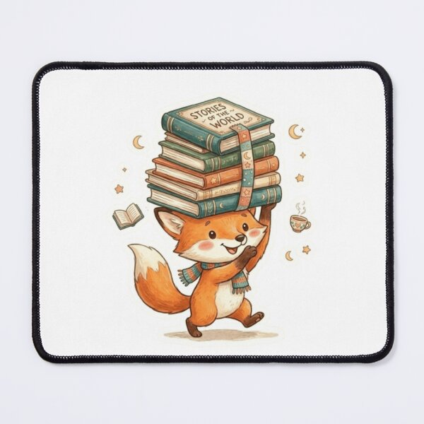 Item preview, Book Stack Fox designed and sold by Thalora Store.