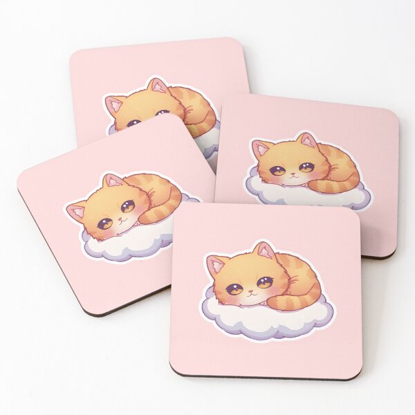 Item preview, Cute Kawaii Orange Cat Sleeping on Cloud Sticker designed and sold by NRYArt.