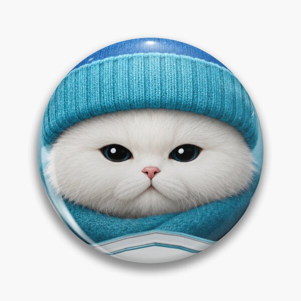 Item preview, Winter Fluffy Cat Badge - Cute Realistic Snow Kitty designed and sold by Extravanganzza.