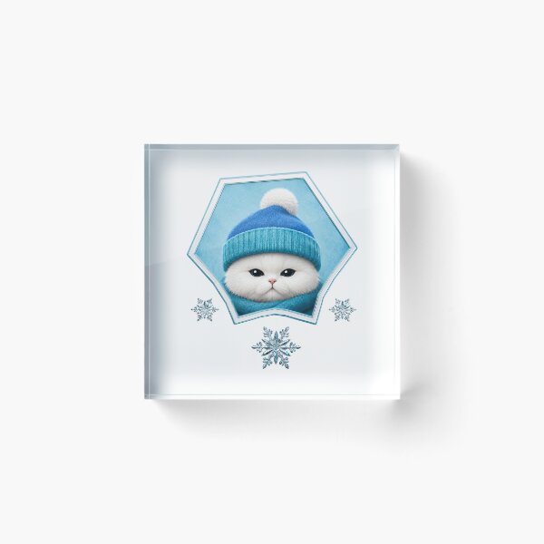 Item preview, Winter Fluffy Cat Badge - Cute Realistic Snow Kitty designed and sold by Extravanganzza.
