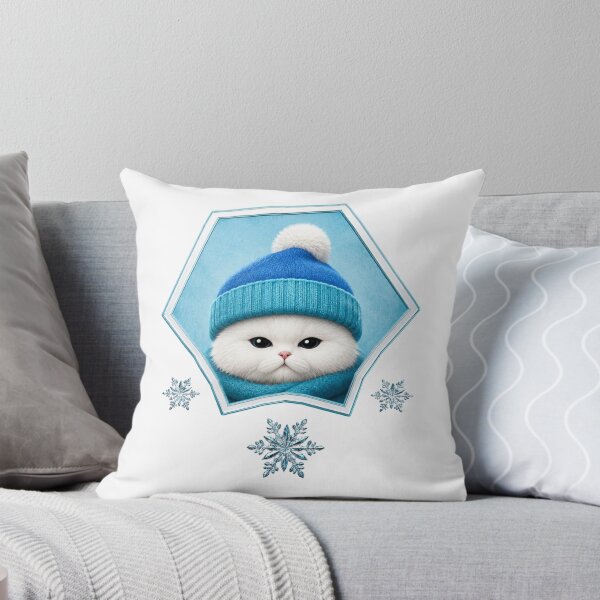 Item preview, Winter Fluffy Cat Badge - Cute Realistic Snow Kitty designed and sold by Extravanganzza.