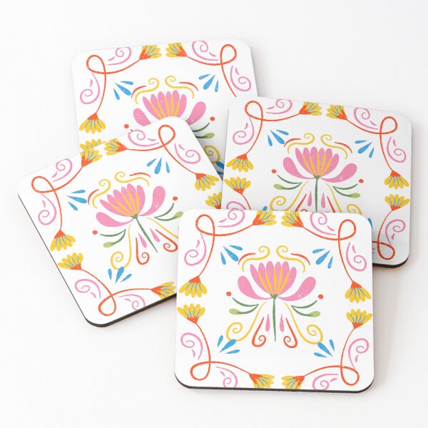 Item preview, Folk Art Floral Pattern Colorful Scandinavian Botanical Print designed and sold by Divichan.
