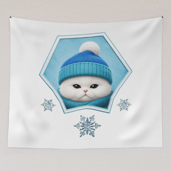 Item preview, Winter Fluffy Cat Badge - Cute Realistic Snow Kitty designed and sold by Extravanganzza.