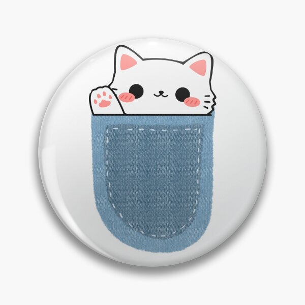Item preview, Cute Kawaii White Cat Waving from Denim Pocket designed and sold by KrisGraphic45.