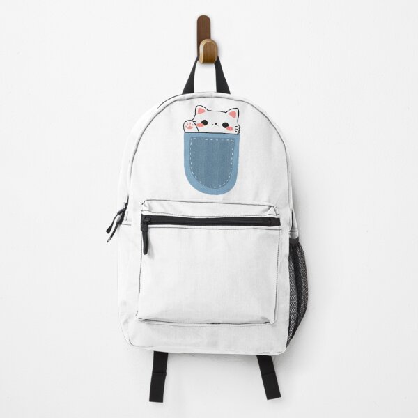 Item preview, Cute Kawaii White Cat Waving from Denim Pocket designed and sold by KrisGraphic45.