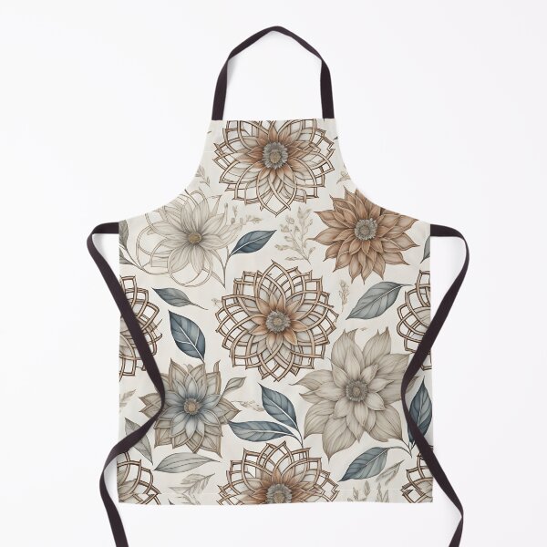 Item preview, Vintage Botanical Mandala Pattern | Elegant Cream and Sepia Floral | Cottagecore Boho Daisy Art designed and sold by SergioMiklos.