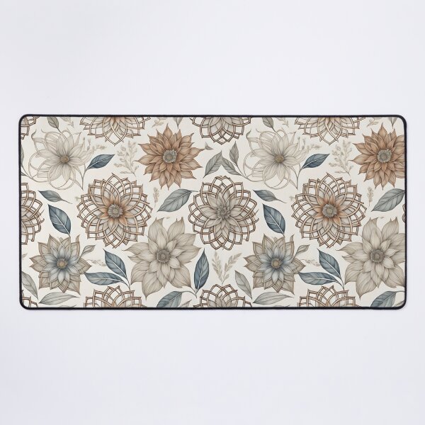 Item preview, Vintage Botanical Mandala Pattern | Elegant Cream and Sepia Floral | Cottagecore Boho Daisy Art designed and sold by SergioMiklos.