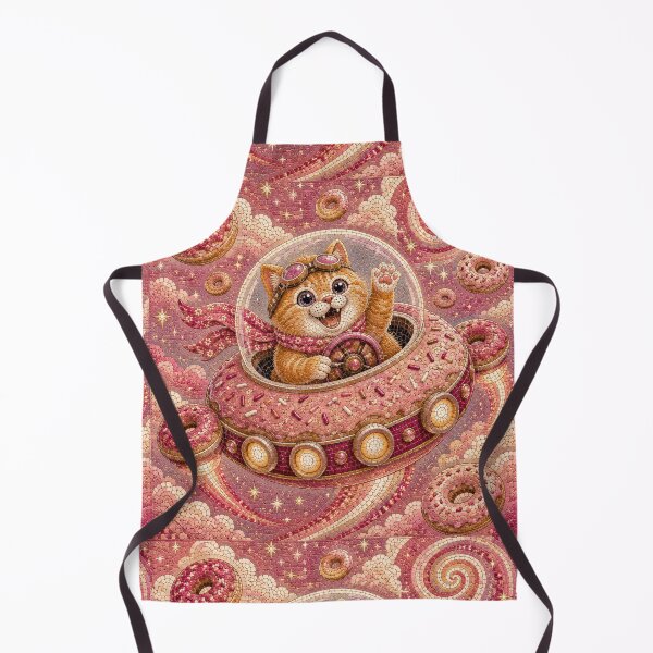 Item preview, Cute Ginger Cat Flying Donut Saucer Mosaic Art designed and sold by Mindworx21.