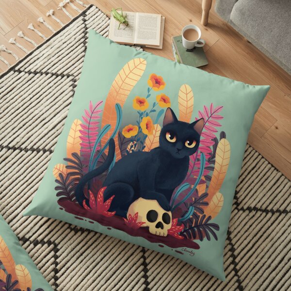 Skull kitty Floor Pillow