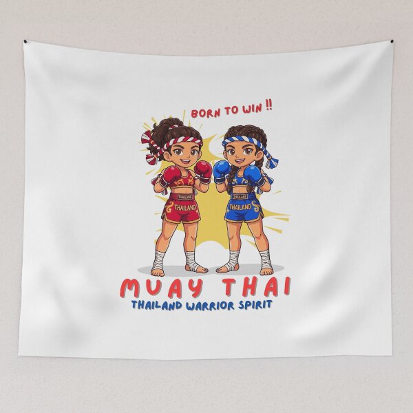 Item preview, Muay Thai Thailand Warrior Spirit – Cute Twin Girl Fighters Born To Win Cartoon Graphic designed and sold by Beeform.