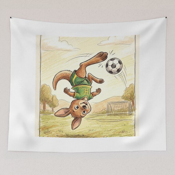 Item preview, Cute Kangaroo Bicycle Kick Soccer Illustration designed and sold by TaiwanMemory.