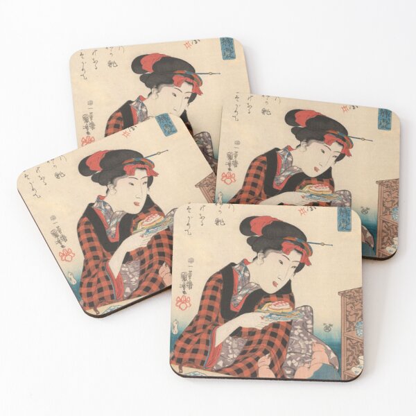 Item preview, Retro Japanese Ukiyo-e Woodblock Print: Mother, Baby and Sushi designed and sold by vekotpu.