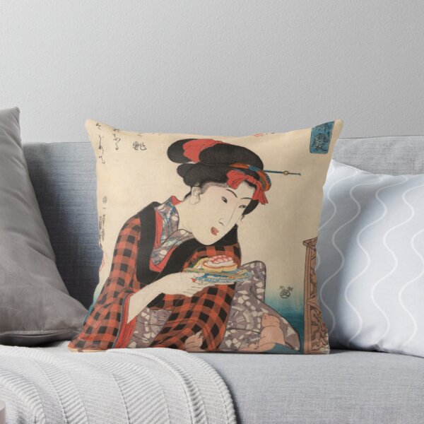 Item preview, Retro Japanese Ukiyo-e Woodblock Print: Mother, Baby and Sushi designed and sold by vekotpu.