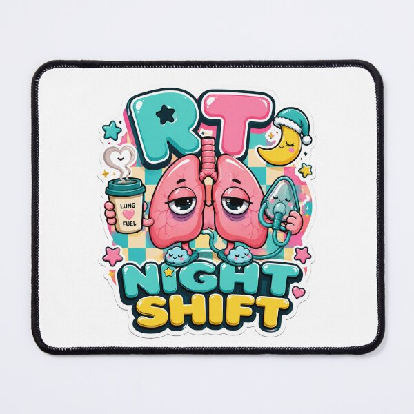 Item preview, RT Night Shift Cute Kawaii Lungs Clock | Respiratory Therapist Coffee Lover Sticker | Retro Healthcare Mascot Gift designed and sold by ClinicalHubs.