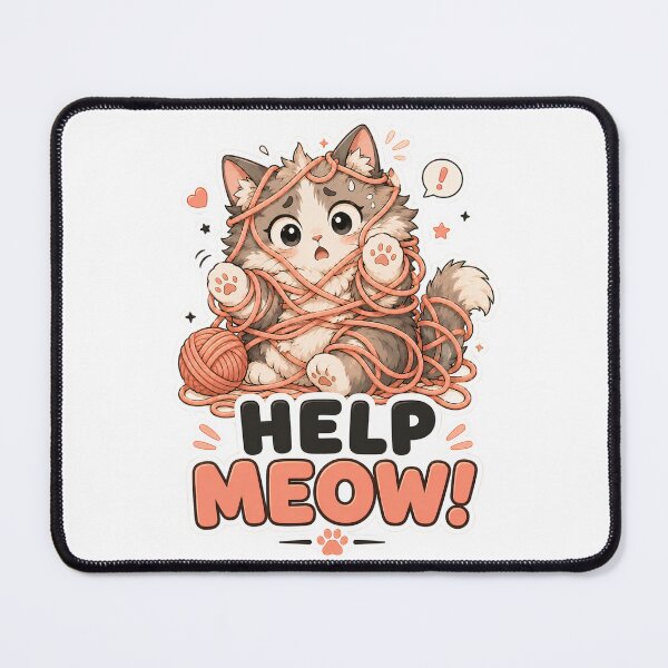 Item preview, Help Meow Funny Yarn Cat designed and sold by MoodCats.