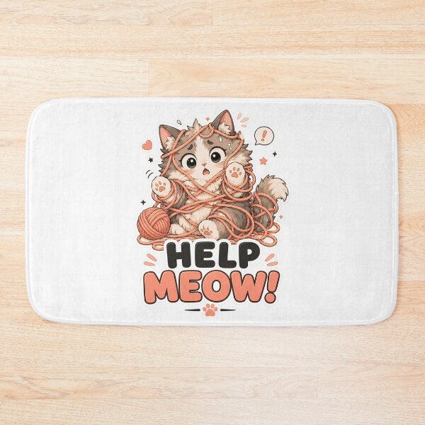 Item preview, Help Meow Funny Yarn Cat designed and sold by MoodCats.
