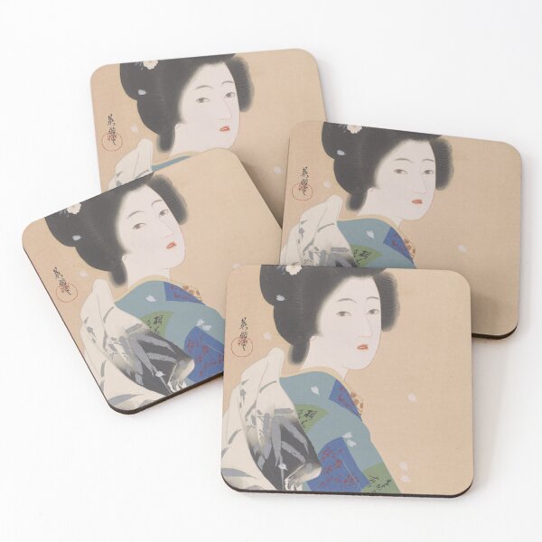 Item preview, Vintage Japanese Bijin-ga Art: Elegant Geisha in Cherry Blossom Rain designed and sold by vekotpu.