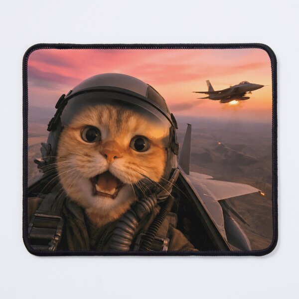 Item preview, Funny Fighter Cat pilot in the sunset cockpit designed and sold by NoThoughtsCat.