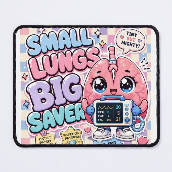 Item preview, SMALL LUNGS BIG SAVER Kawaii Respiratory Therapist Clock Design | Cute Ventilator Mascot Nurse Gift designed and sold by ClinicalHubs.