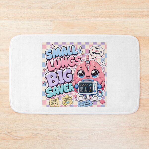 Item preview, SMALL LUNGS BIG SAVER Kawaii Respiratory Therapist Clock Design | Cute Ventilator Mascot Nurse Gift designed and sold by ClinicalHubs.
