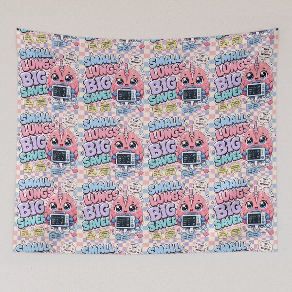 Item preview, SMALL LUNGS BIG SAVER Kawaii Respiratory Therapist Clock Design | Cute Ventilator Mascot Nurse Gift designed and sold by ClinicalHubs.