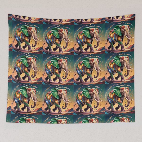 Item preview, ✨Colorful Tribal Elephant Abstract Artwork✨ designed and sold by CheersTOGETHER.