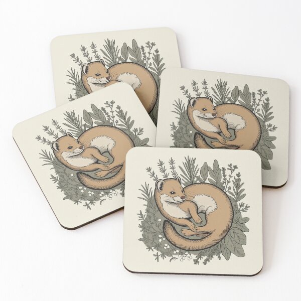 Item preview, Curious Weasel in Herbs Vintage Botanical Art designed and sold by AlexandraSand.