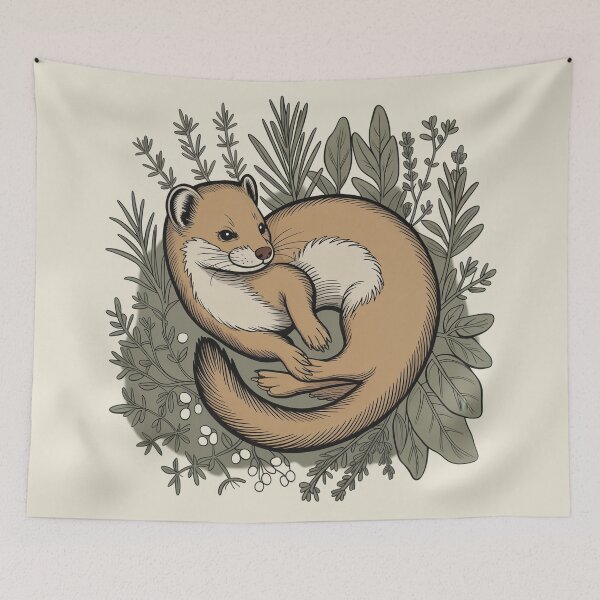 Item preview, Curious Weasel in Herbs Vintage Botanical Art designed and sold by AlexandraSand.