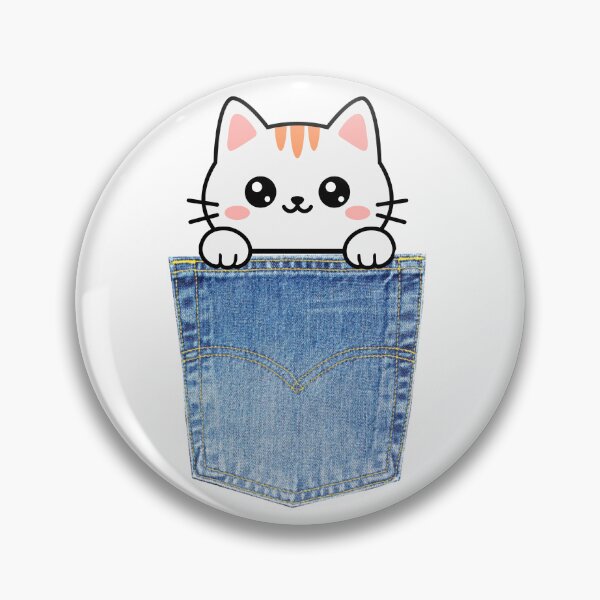 Item preview, Cute Kawaii White Cat Waving from Pocket designed and sold by KrisGraphic45.