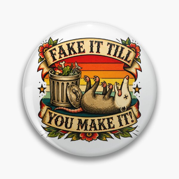 Item preview, Fake It Til You Make It Funny Possum Retro Trash Panda Humor Design designed and sold by LVSMe.