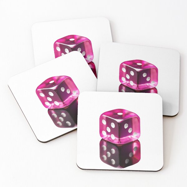 Item preview, Glossy pink translucent dice on black background designed and sold by ChernivtsiSkoda.