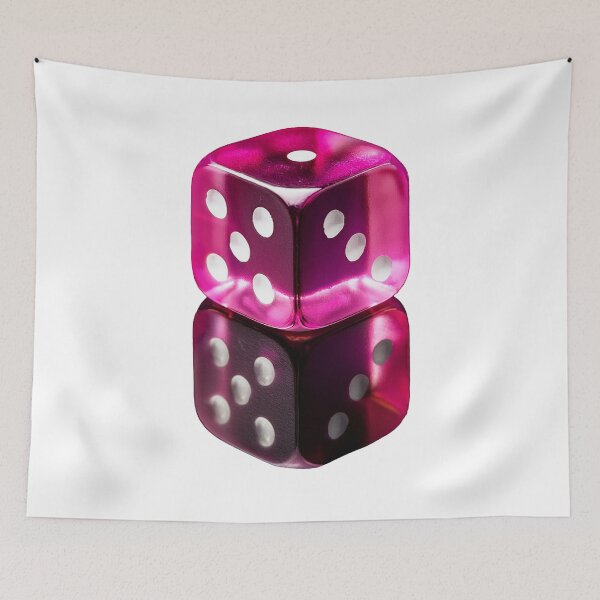 Item preview, Glossy pink translucent dice on black background designed and sold by ChernivtsiSkoda.
