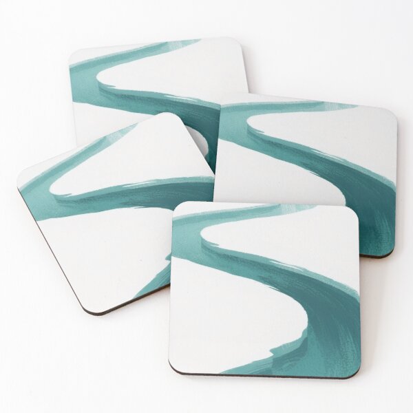 Item preview, Minimalist Turquoise River Abstract Wave Art designed and sold by LYAN-STORE.