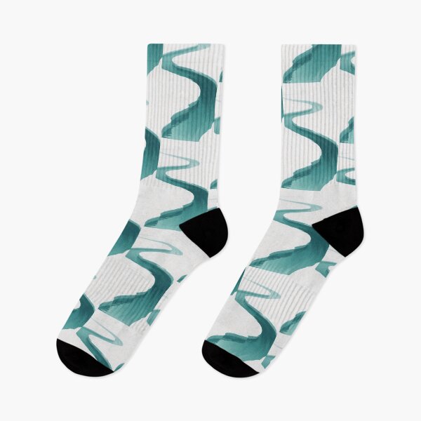 Item preview, Minimalist Turquoise River Abstract Wave Art designed and sold by LYAN-STORE.